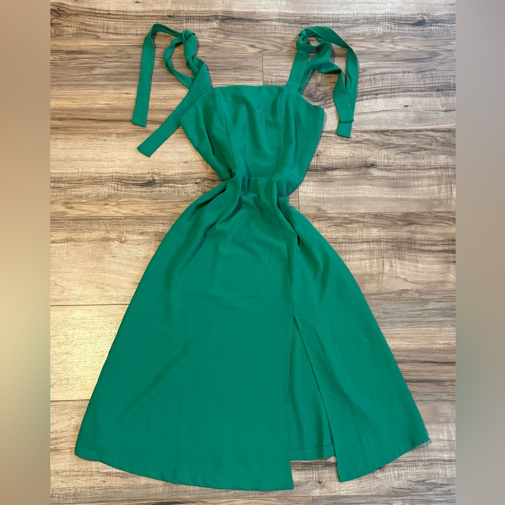 Emerald Green Ribbon-Strap Dress